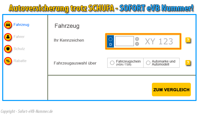 Autoversicherung trotz SCHUFA - SOFORT eVB Nummer erhalten! Autoversicherung trotz SCHUFA - SOFORT eVB Nummer erhalten!